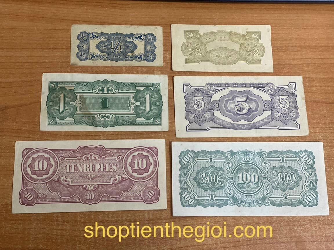 Bộ 6 Tờ Tiền Quân Đội Nhật Tại Myanmar 1942 - SP006100